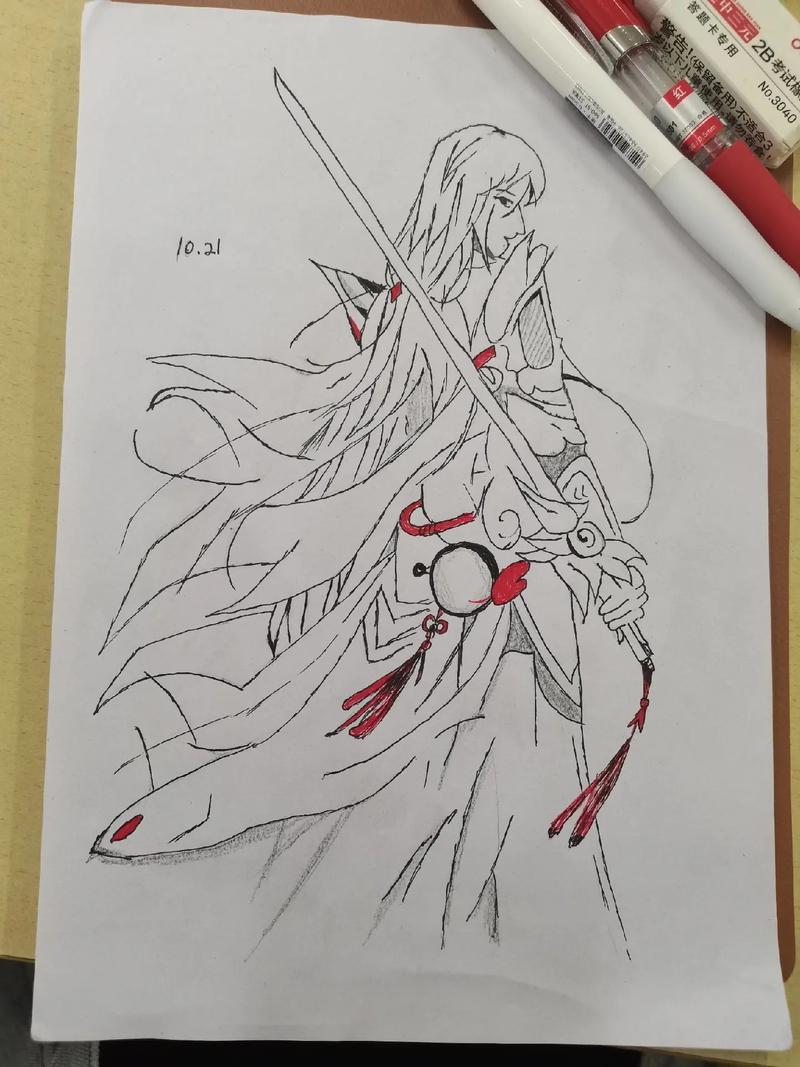 王者荣耀李白素描教程 - 王者荣耀李白素描教程怎么画
